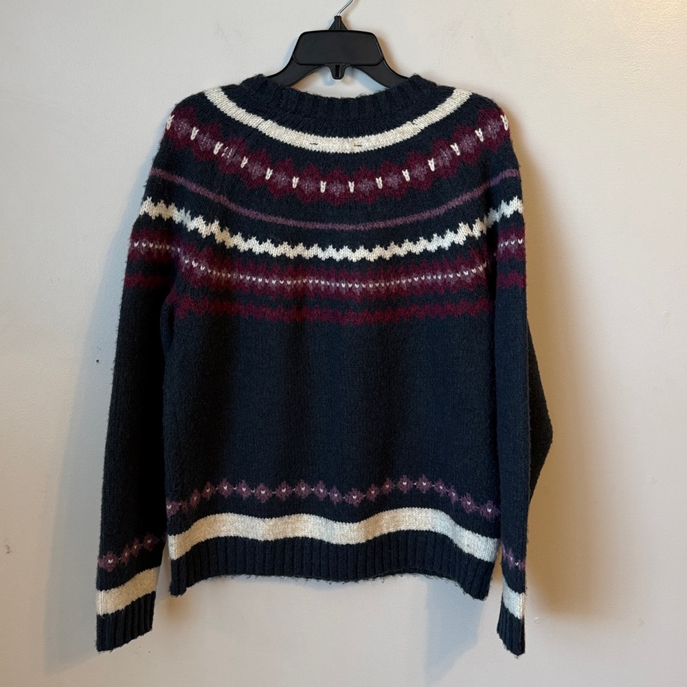 Lucky Brand Fair Isle Wool Blend Crewneck Sweater Multicolor Navy Size Medium - Picture 6 of 12